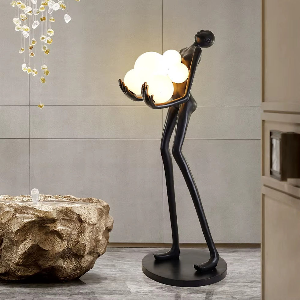 Black Figure Globe Floor Lamp