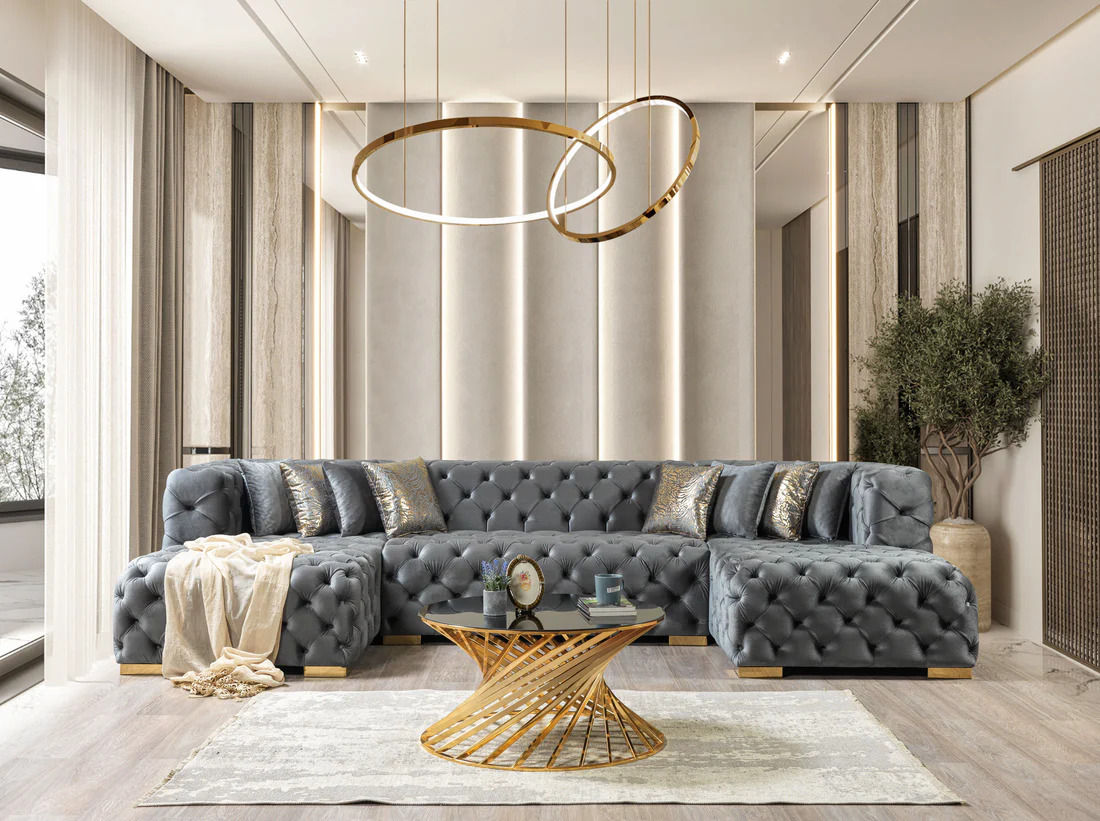 Gray Chesterfield Sectional