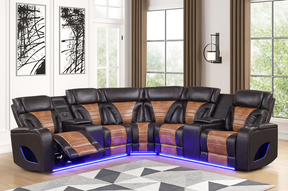 Black & Brown LED Reclining Sectional
