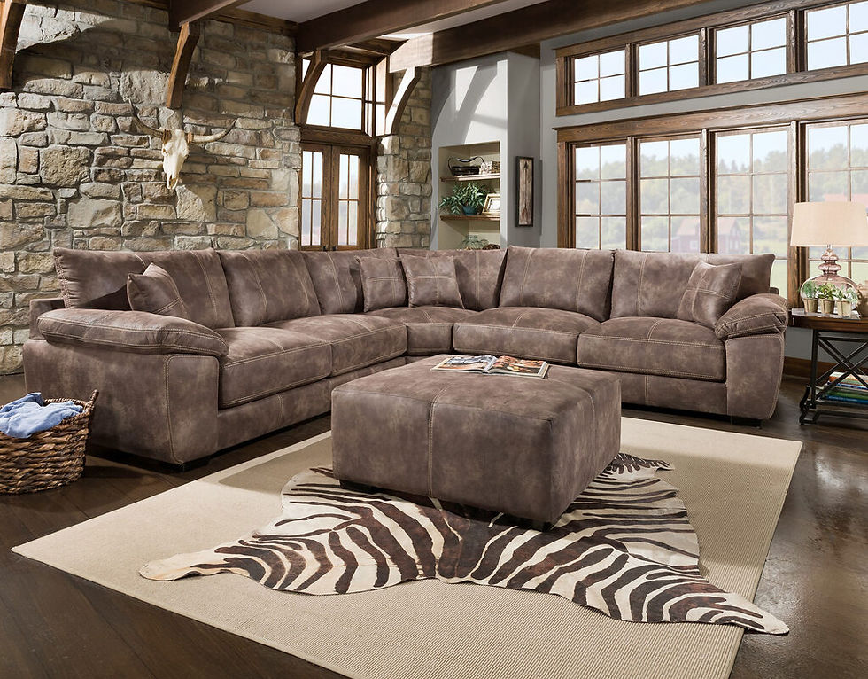 Brown Sectional Sofa with Ottoman