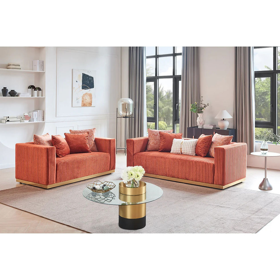 Orange Contemporary Sofa Set 2 pcs