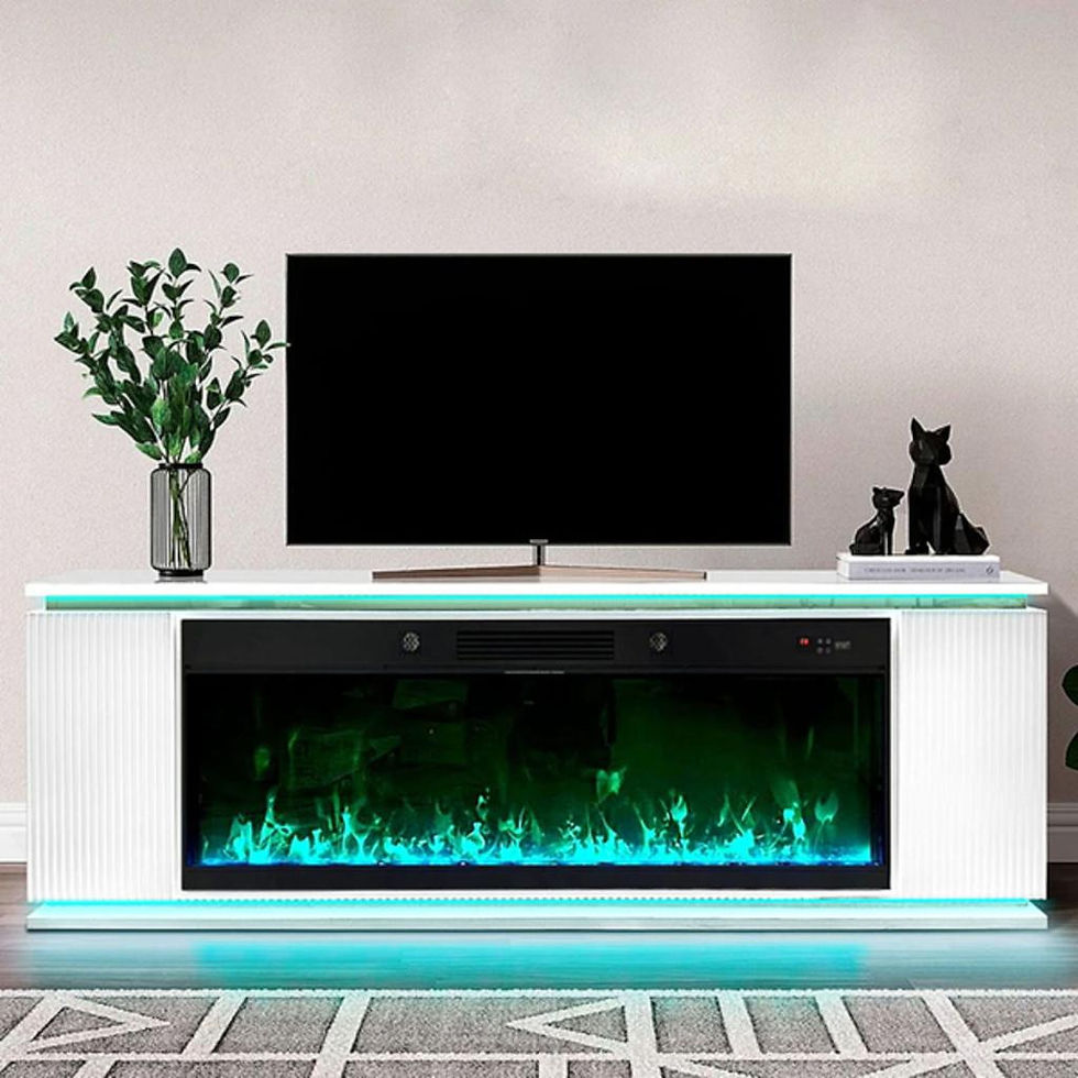 White LED Fireplace TV Stand