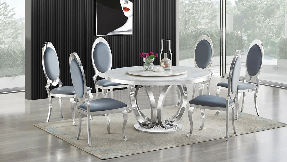 White Round Glam Dining Set