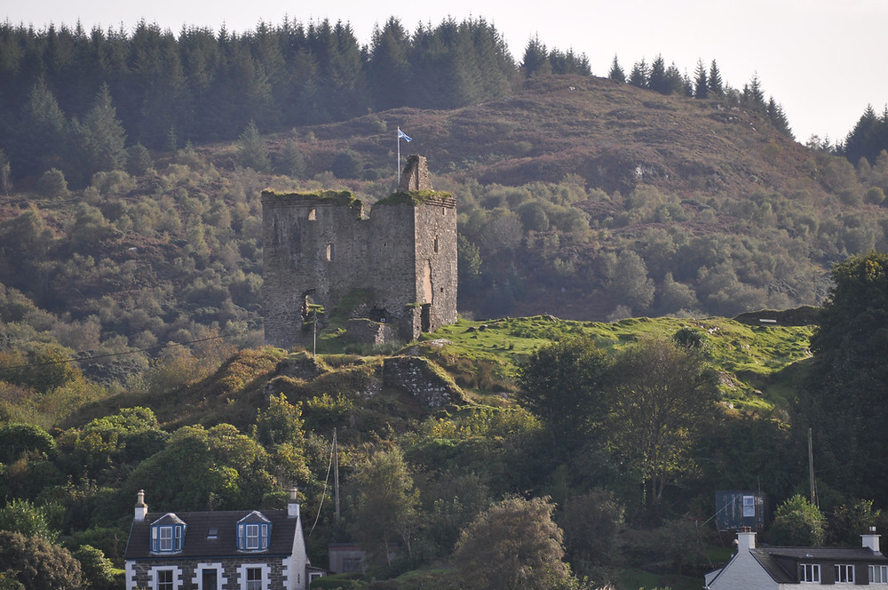 Tarbert Castle on Loch Fyne on our boat cruise