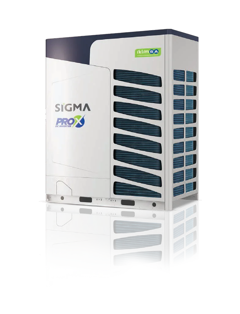 Sigma ProX DC Inverter VRF dış ünitesinin ön ve sağ yan görünümü