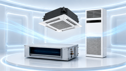 Ticari alanda inverter kontrollü klima sistemlerinin dış ve iç ünite yerleşimi