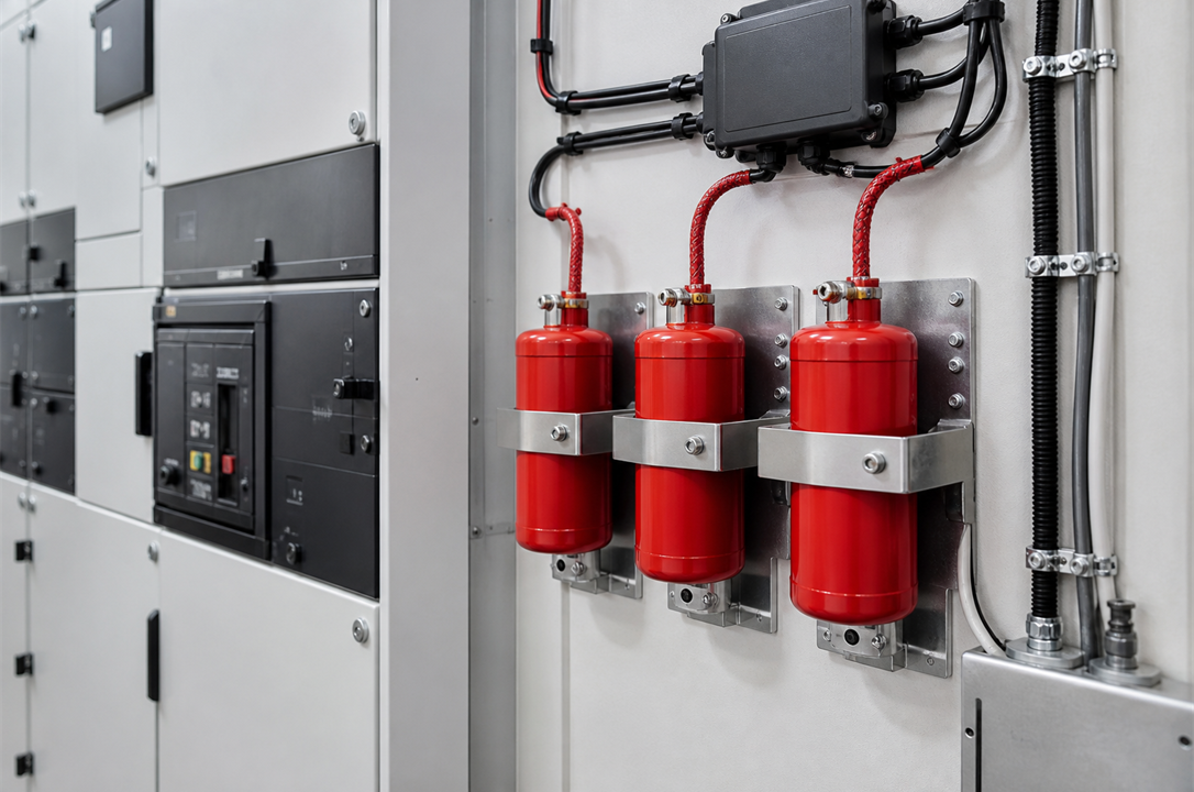 Aerosol jeneratörleri, algılama paneli ve elektrik odası uygulaması