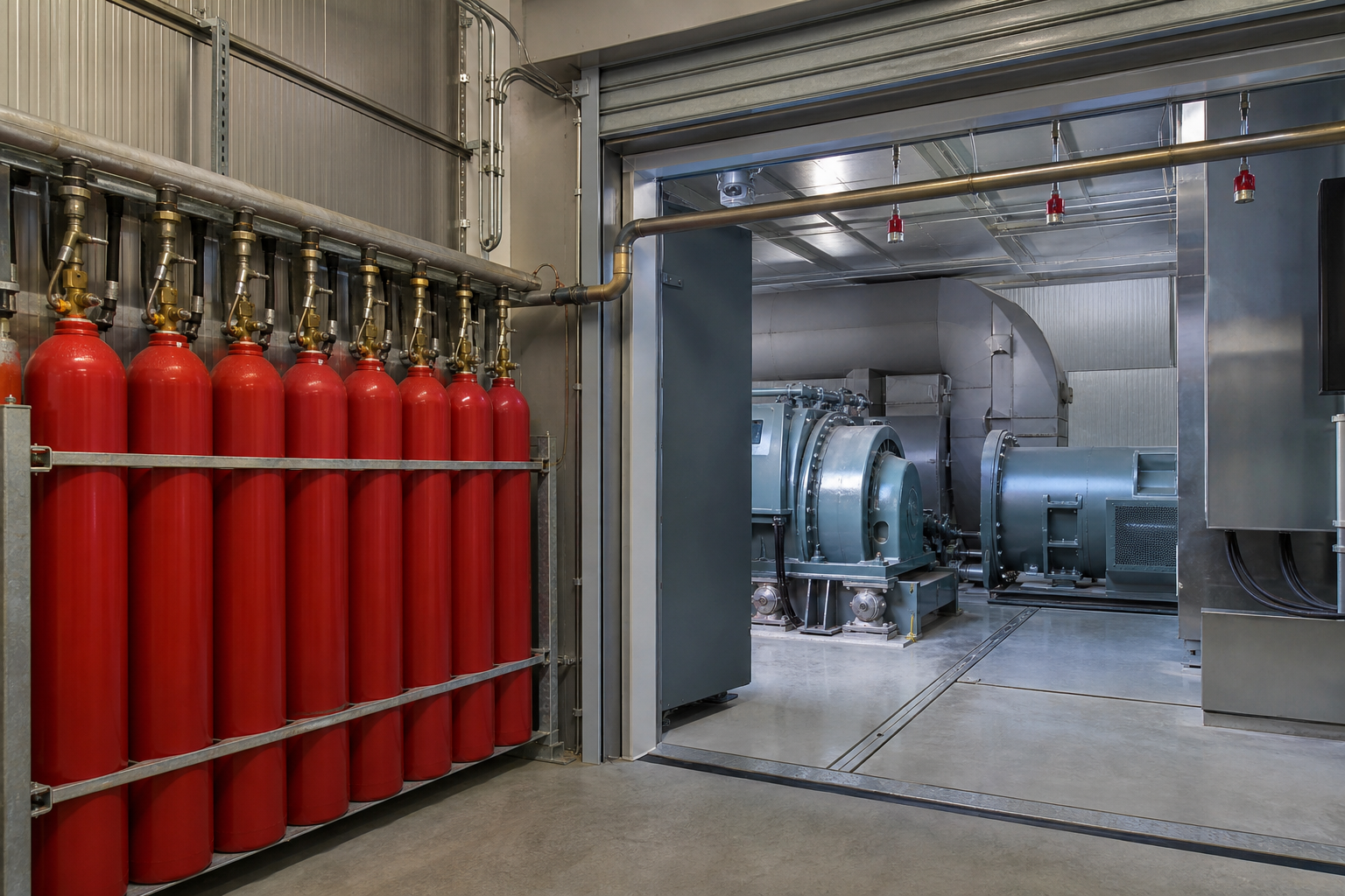 İnsansız makine hacminde CO₂ borulaması ve lokal boşaltma nozulları