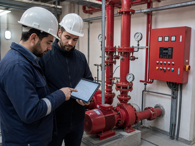 Mühendislerin yangın pompası performans eğrisini ve basınç değerlerini proje verileriyle kontrol etmesi