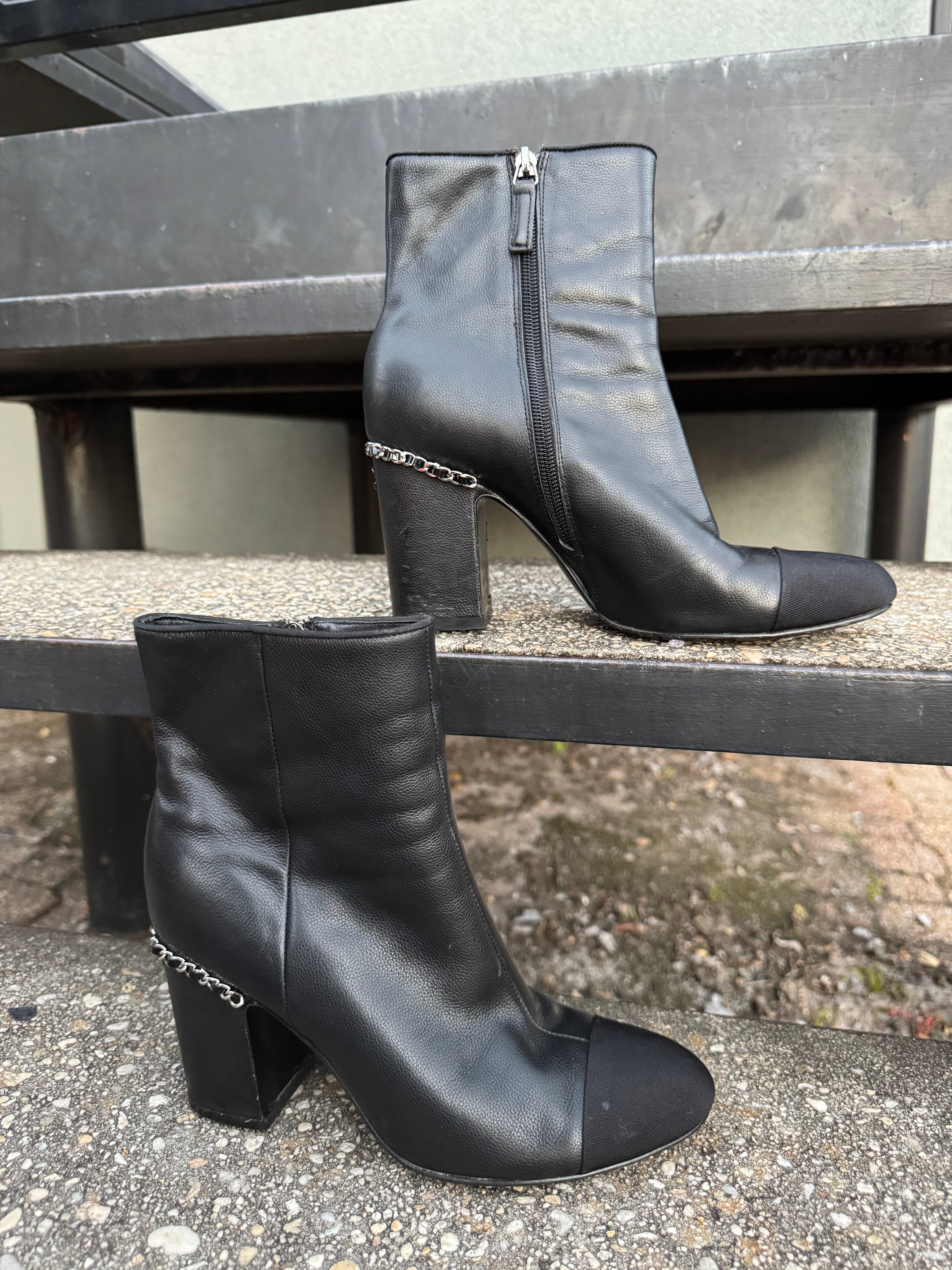 CHANEL Lambskin Booties 38