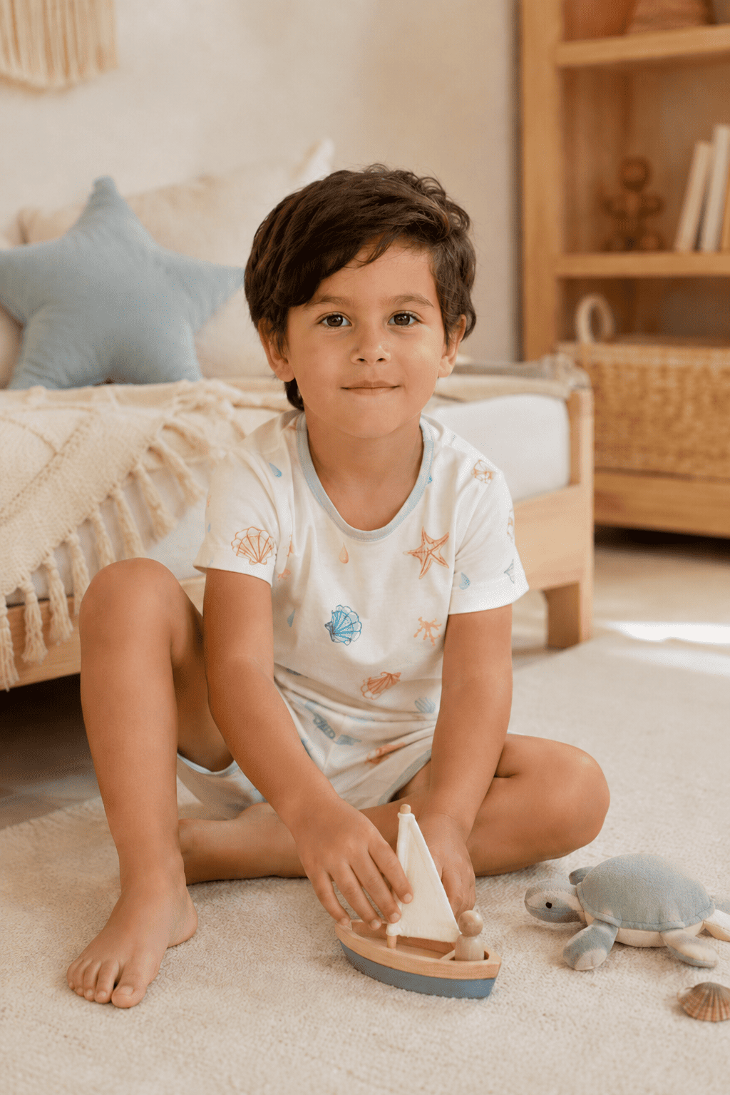 0.5 Tog / Deniz Kabuğu Lunalin Bebek Organik Pijama