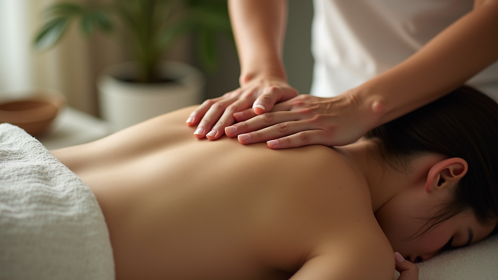 Close-up view of a serene Shiatsu therapy session
