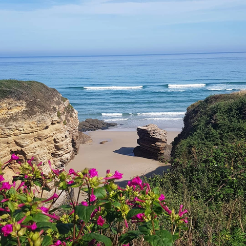 Beach with impressive stone formations