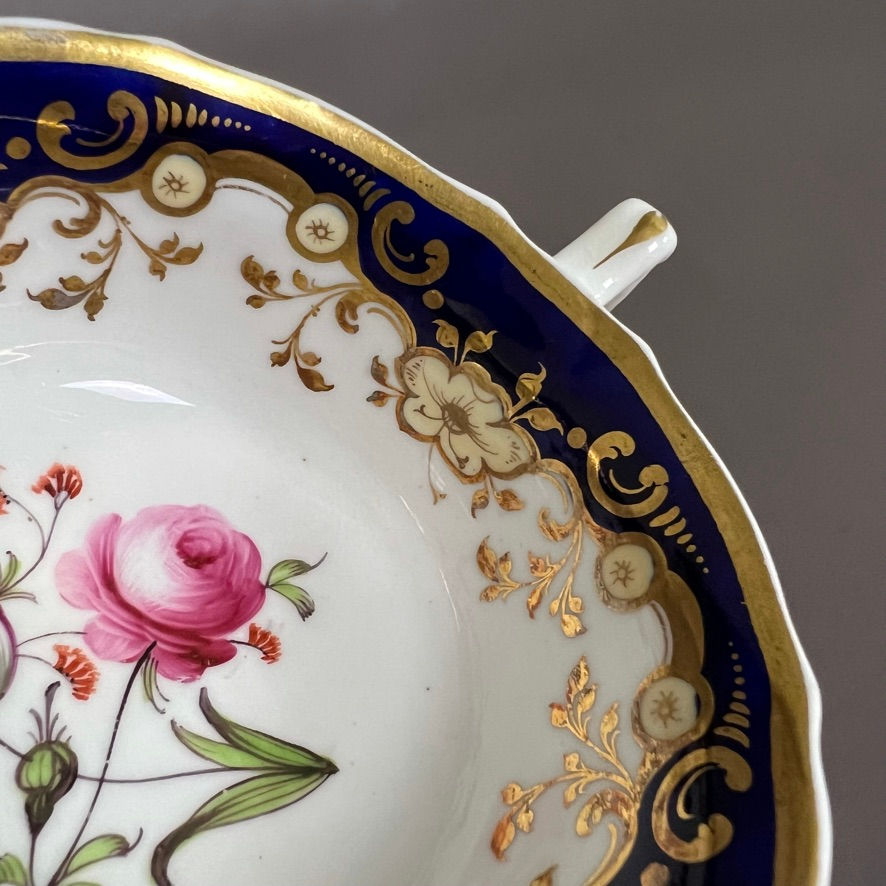 Thumbnail: Samuel Alcock teacup, cobalt blue and fine flowers, ca 1831