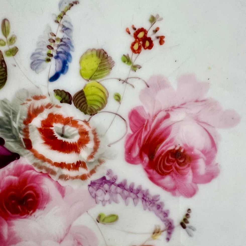 Thumbnail: H&R Daniel plate, Shrewsbury shape, maroon with flowers patt.4355, 1830