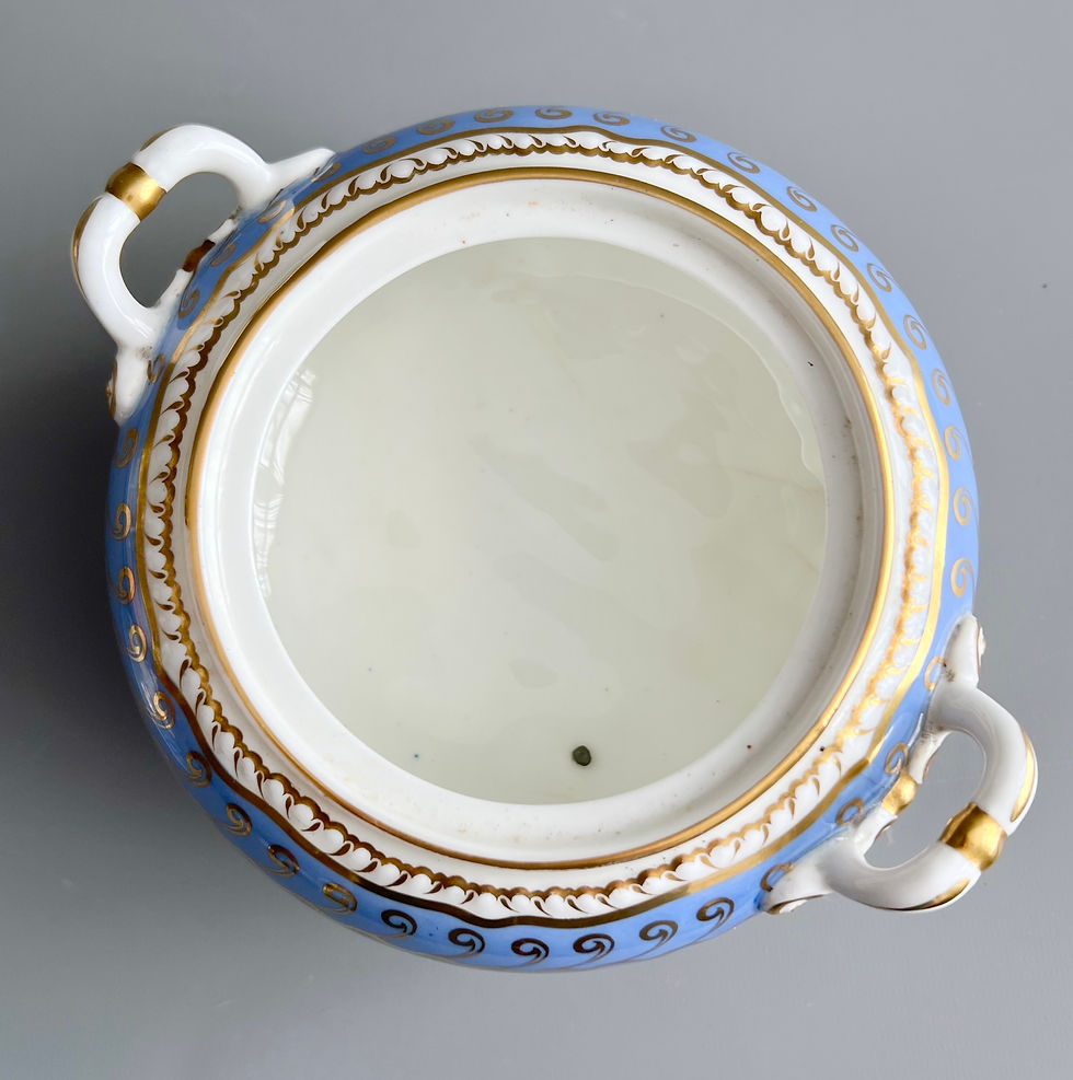 Thumbnail: H&R Daniel sucrier, 2nd Gadroon, periwinkle swirl patt. 4406, ca 1828