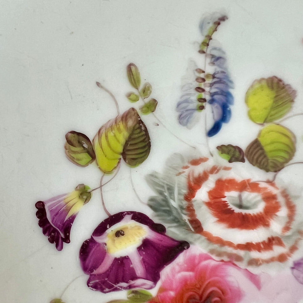 Thumbnail: H&R Daniel plate, Shrewsbury shape, maroon with flowers patt.4355, 1830
