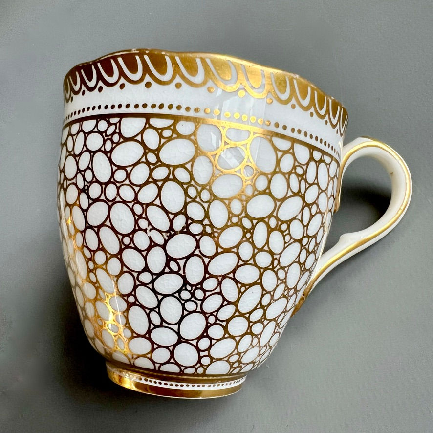 Thumbnail: Samuel Alcock orphaned coffee cup, gilt pebble design, ca 1855