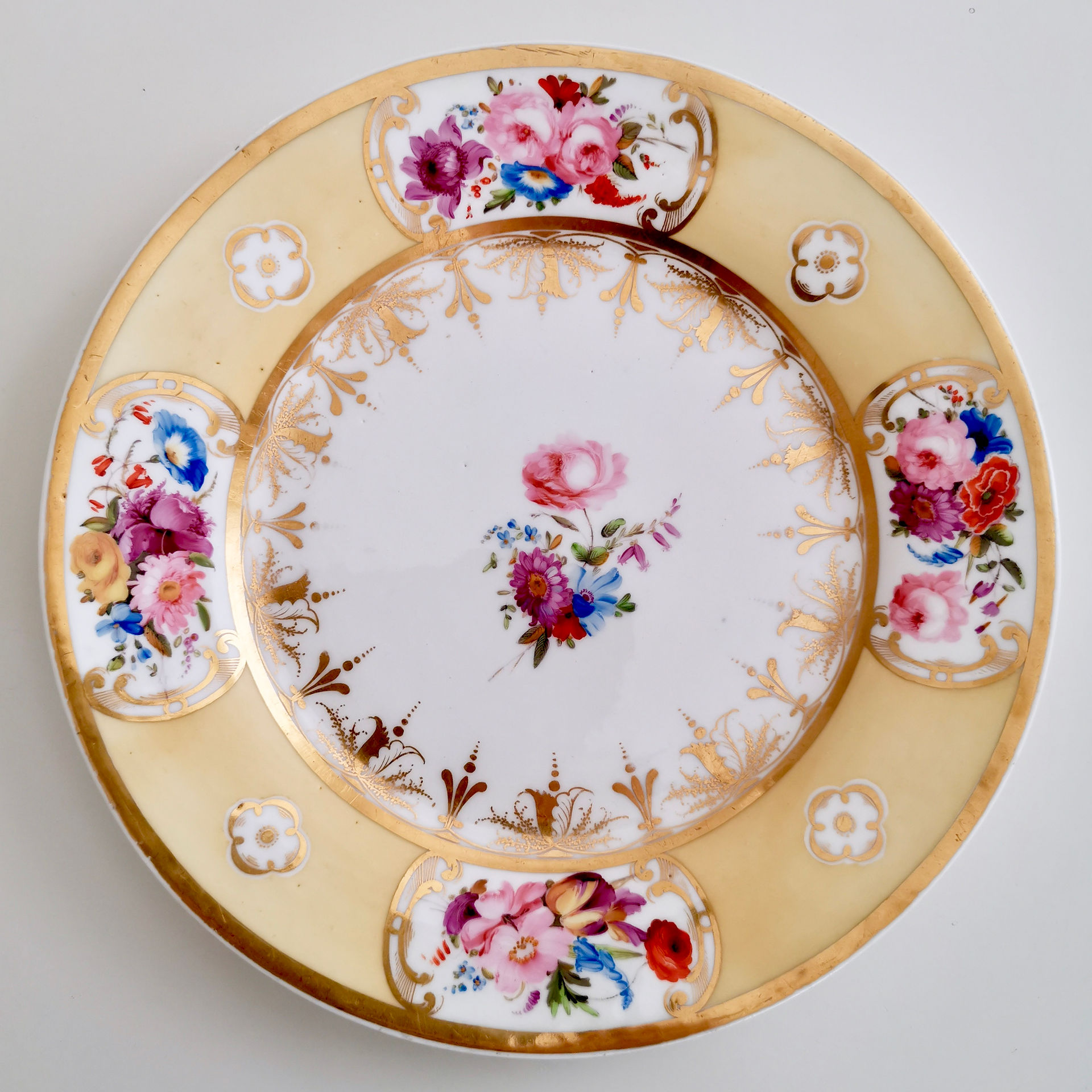 Coalport plate, yellow ground ca 1820
