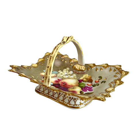 Chamberlains Worcester porcelain basket, fruits Thomas Steele