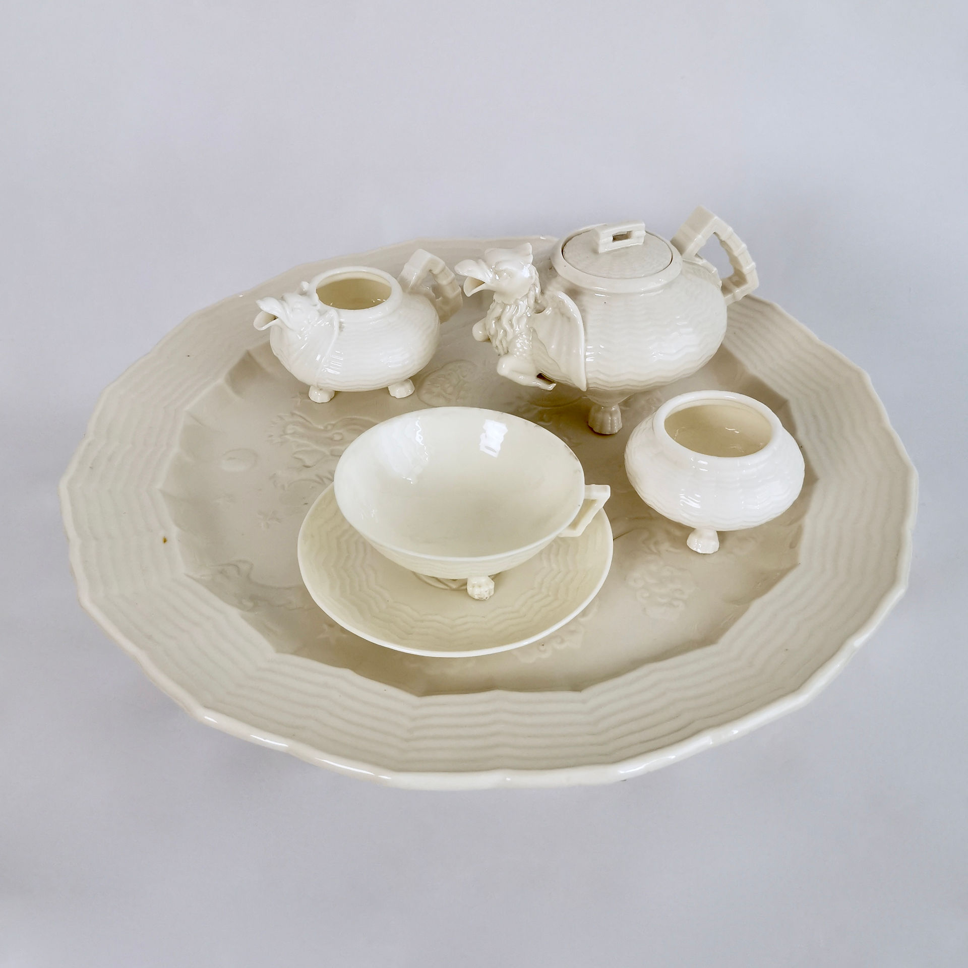 Rare Belleek cabaret set "Chinese Dragon" 1863-1891