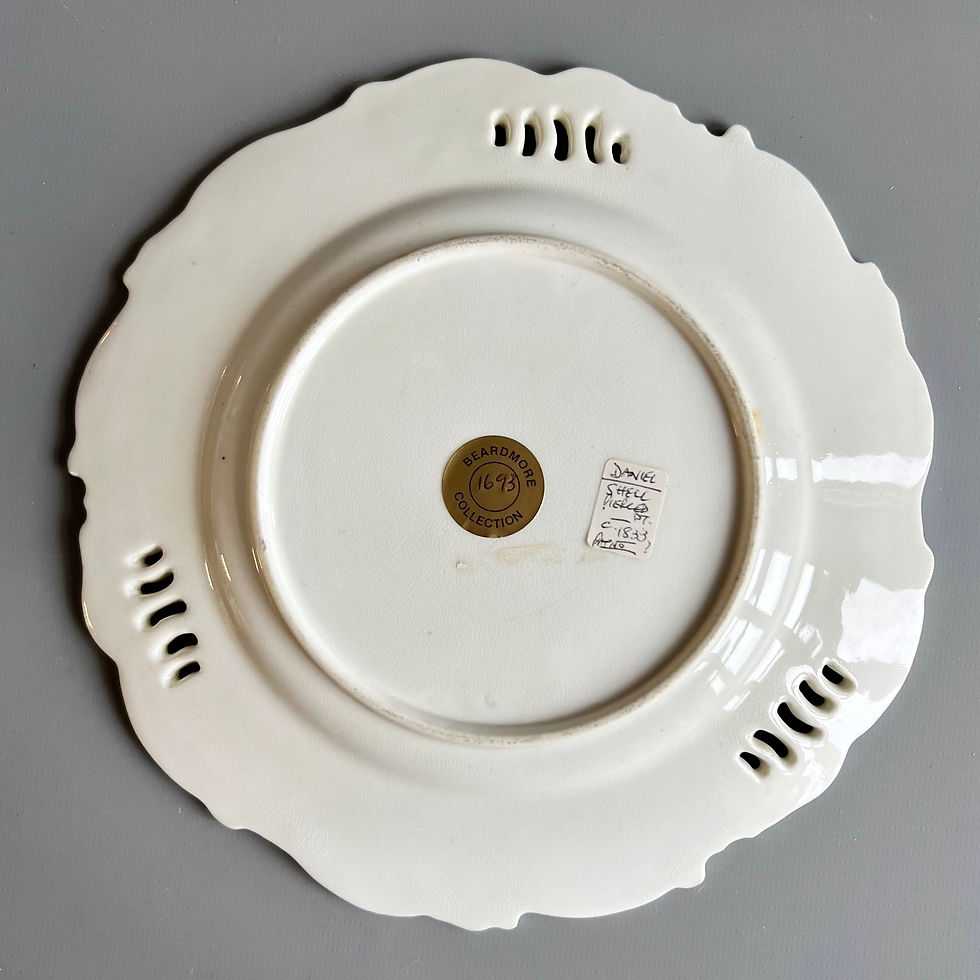 Thumbnail: H&R Daniel plate, pierced shell shape, green, flowers fruits patt.5715, 1835 (1)