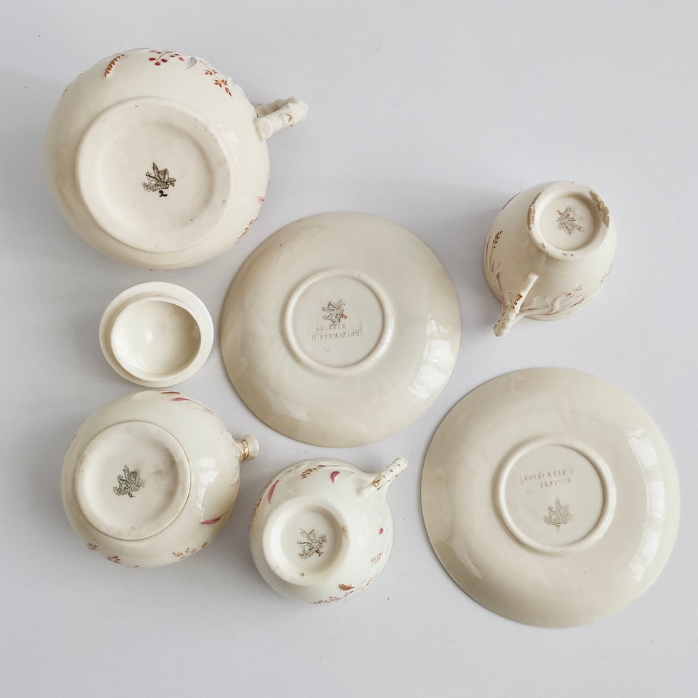 Thumbnail: Belleek cabaret set for two, Grass 1st BM 1863-1891