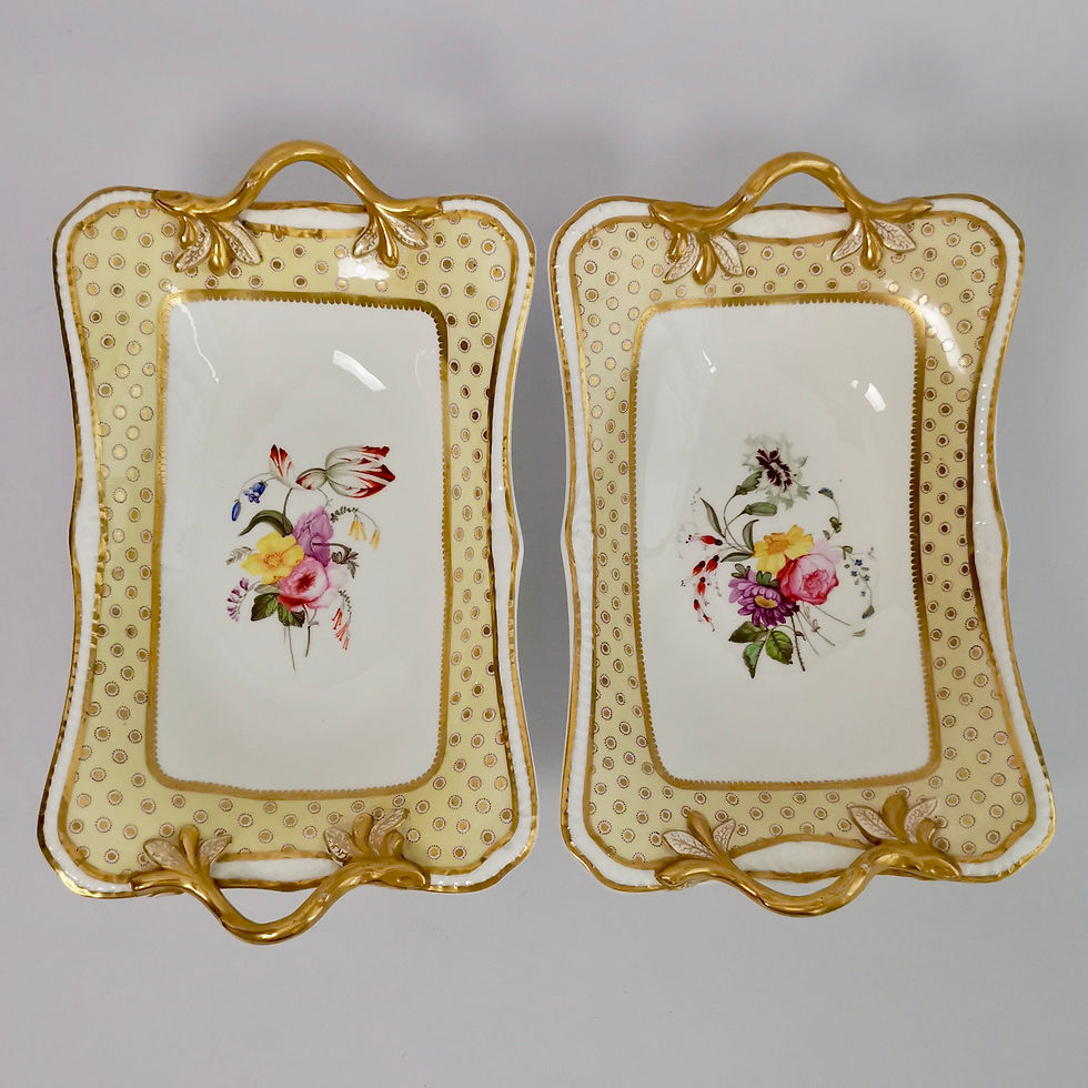 Thumbnail: Spode Felspar dessert service, yellow, butterfly handles, 1822