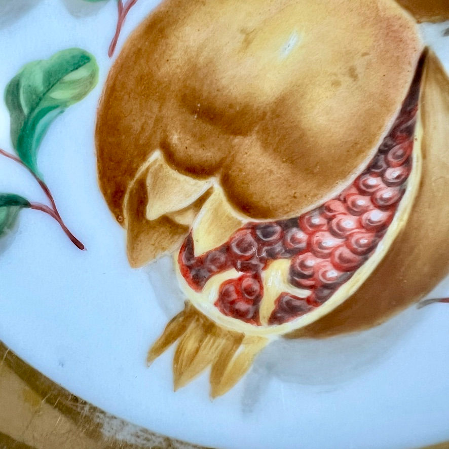 Thumbnail: Vieux Paris set of 6 plates, mauve, gilt and sublime fruits, ca 1865