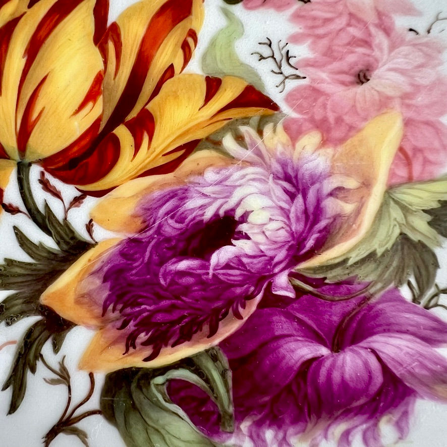 Thumbnail: Barr Flight & Barr plate, flowers by W. Billingsley, gilt vermiculé, ca1809 (1)