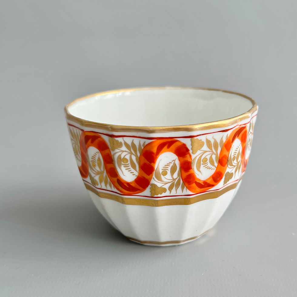 Thumbnail: John Rose Coalport orphaned teacup, fluted, orange gilt ribbon, ca 1800