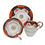 Thumbnail: Coalport true trio, cobalt blue, orange and roses, ca 1820