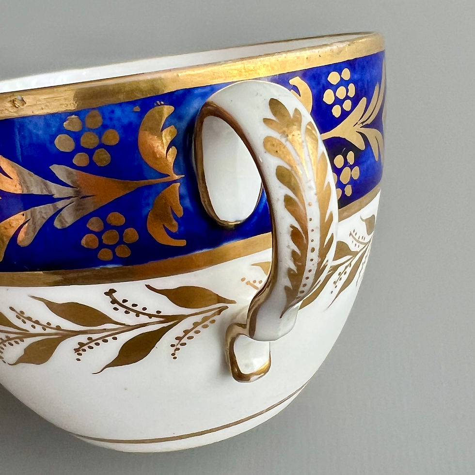 Thumbnail: Spode orphaned teacup, cobalt blue with gilt sprigs, ca 1800