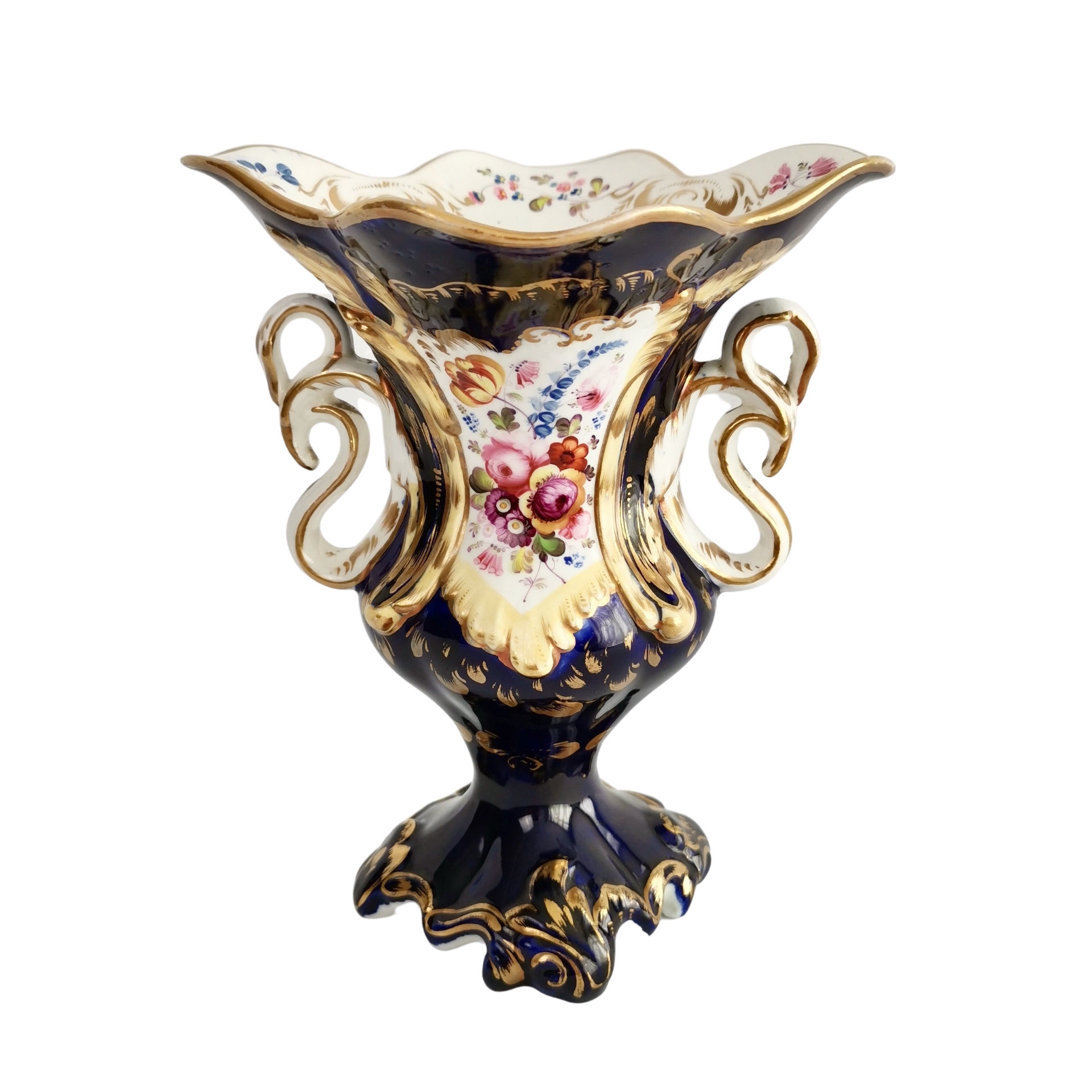 Alcock blue neo-Rococo vase