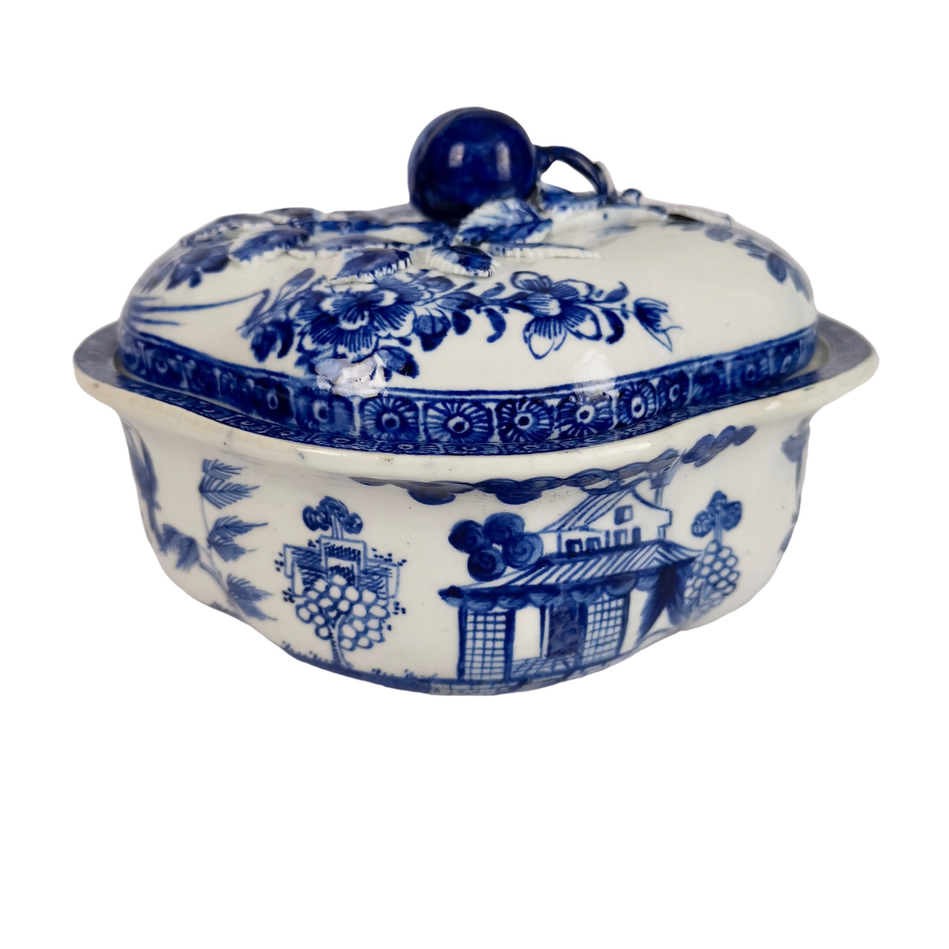 Bow cream pot blue and white