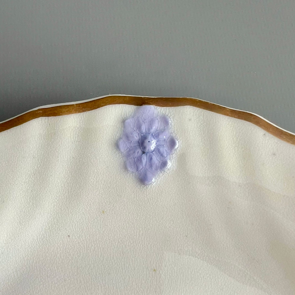 Thumbnail: H&R Daniel plate, patt. 4019, florals and purple sprigs, 1824 (1)