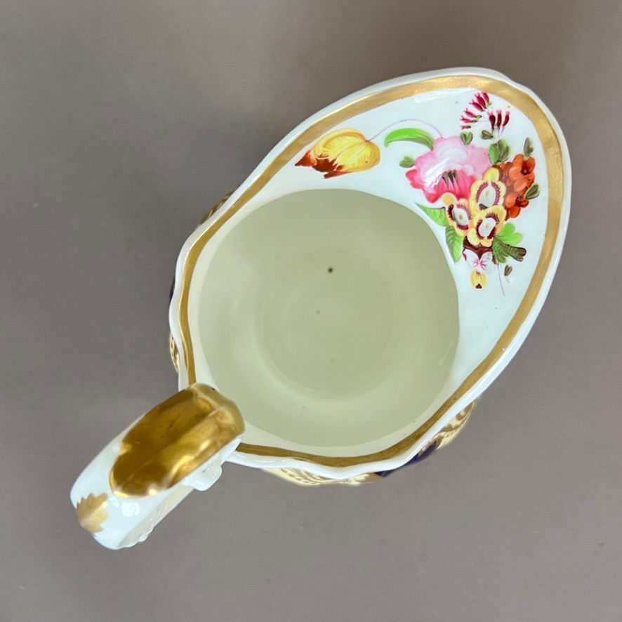 Thumbnail: Samuel Alcock milk jug, pale yellow, gilt and flowers, ca 1824