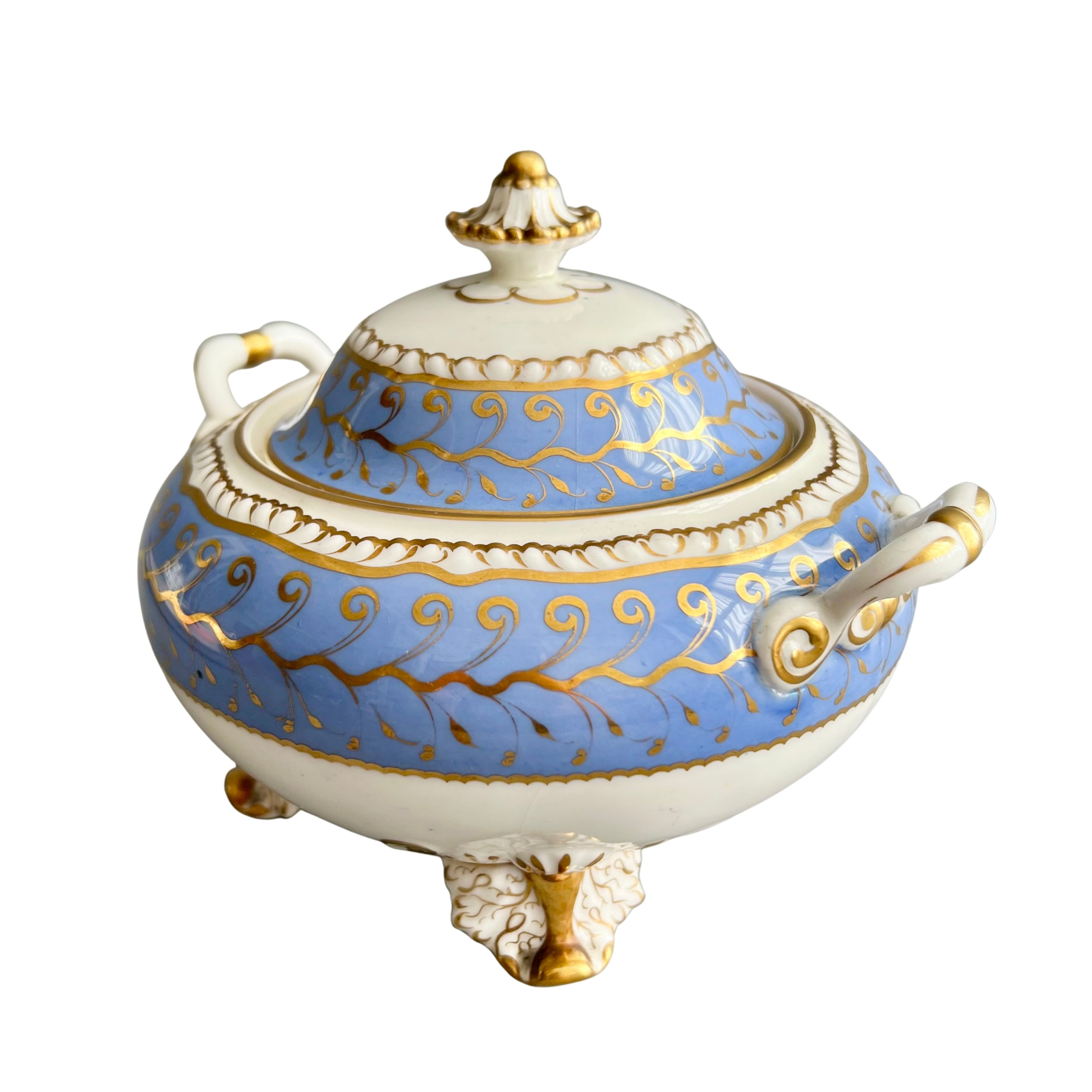 H&R Daniel sucrier, 2nd Gadroon, periwinkle swirl patt. 4406, ca 1828