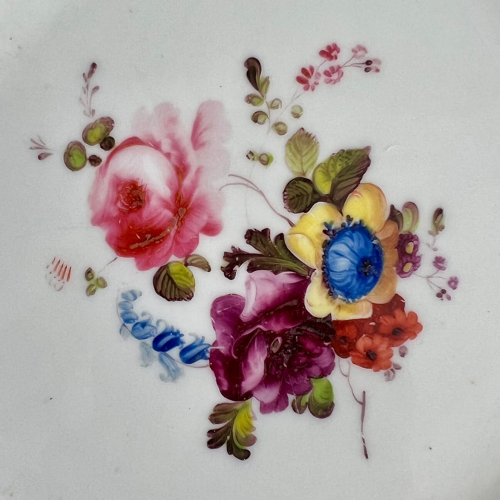Thumbnail: H&R Daniel plate, Shrewsbury shape, maroon with flowers patt.D165, 1830