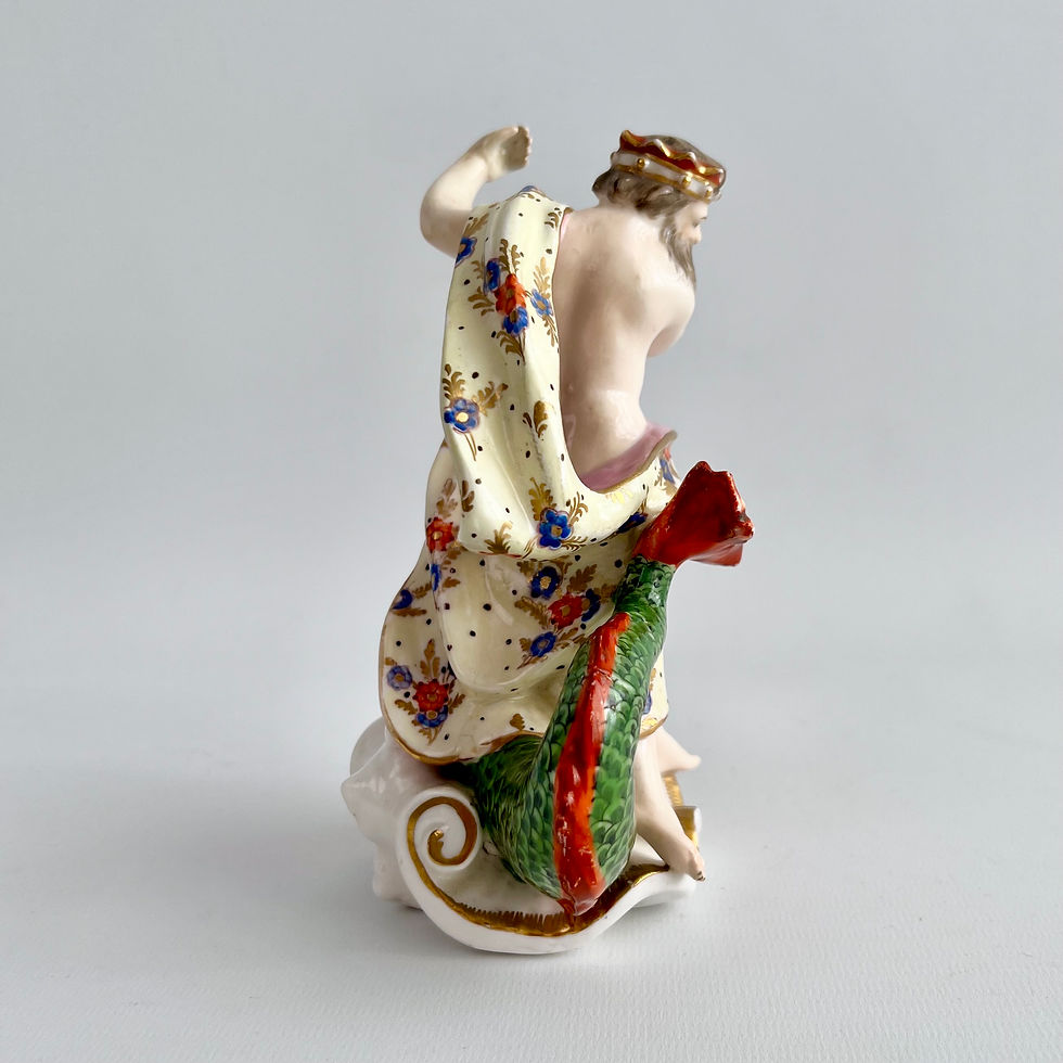 Thumbnail: Derby figure of Neptune and dolphin on a shell, ca 1785