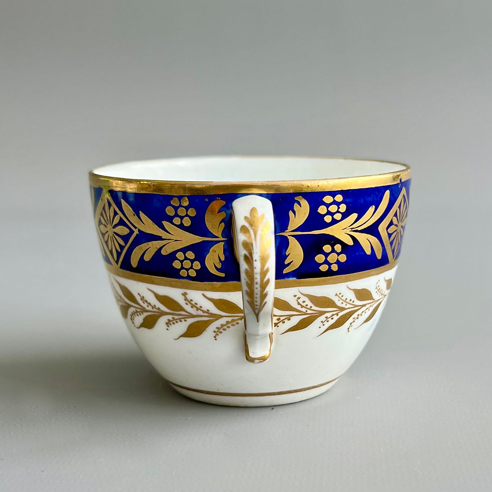 Thumbnail: Spode orphaned teacup, cobalt blue with gilt sprigs, ca 1800