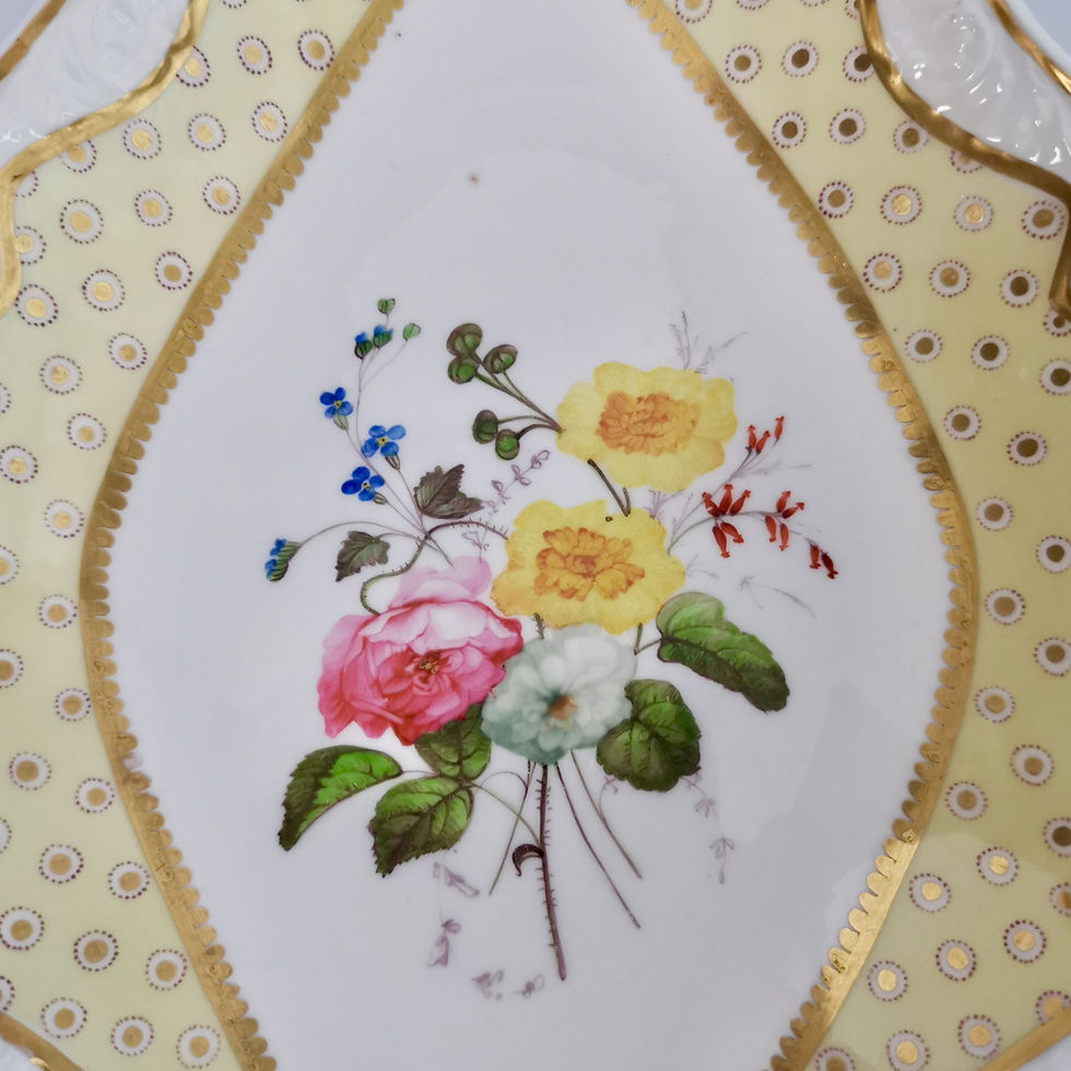 Thumbnail: Spode Felspar dessert service, yellow, butterfly handles, 1822