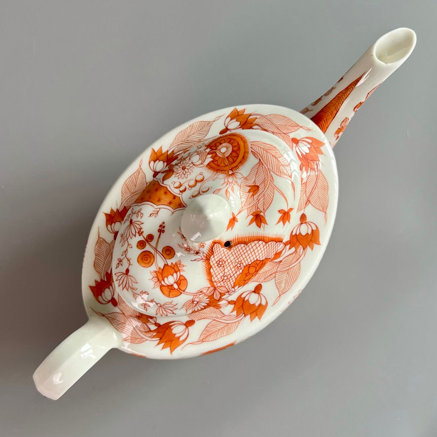 Thumbnail: Pinxton tea service, monochrome orange Japanese style, ca 1800