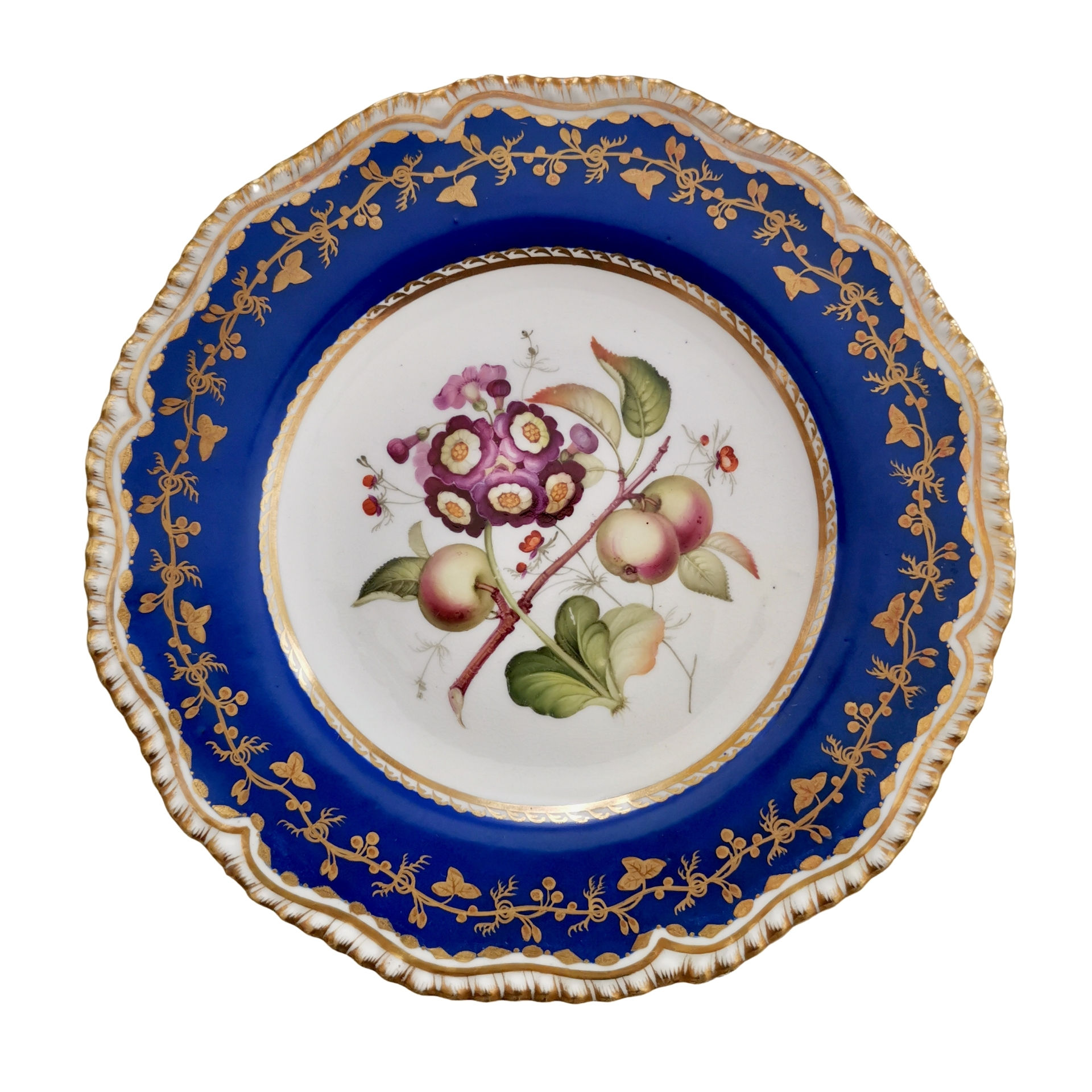 Coalport plate blue, auriculas