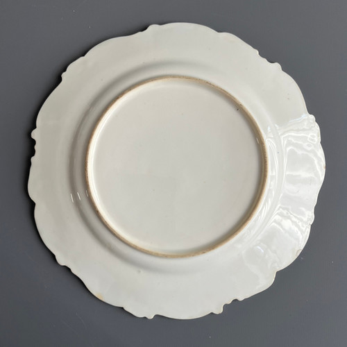 H&R Daniel plate, Shell shape, cobalt blue, birds and butterfly