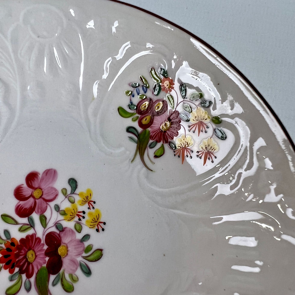 Thumbnail: Coalport teacup, white blind-moulded Dulong pattern, ca 1817