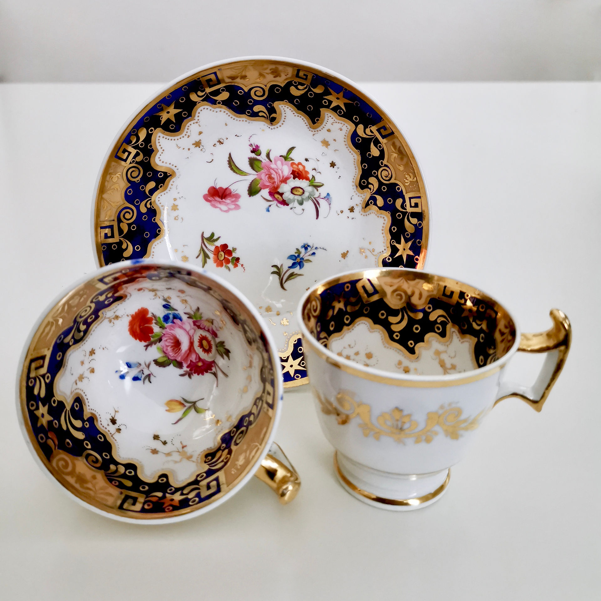 Ridgway trio with Greek keys pattern, ca 1820