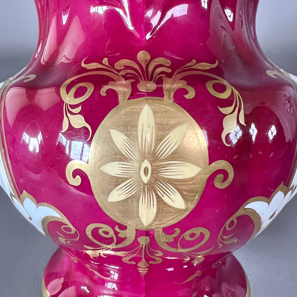 Thumbnail: Samuel Alcock cream jug, maroon with flower reserves, ca 1830