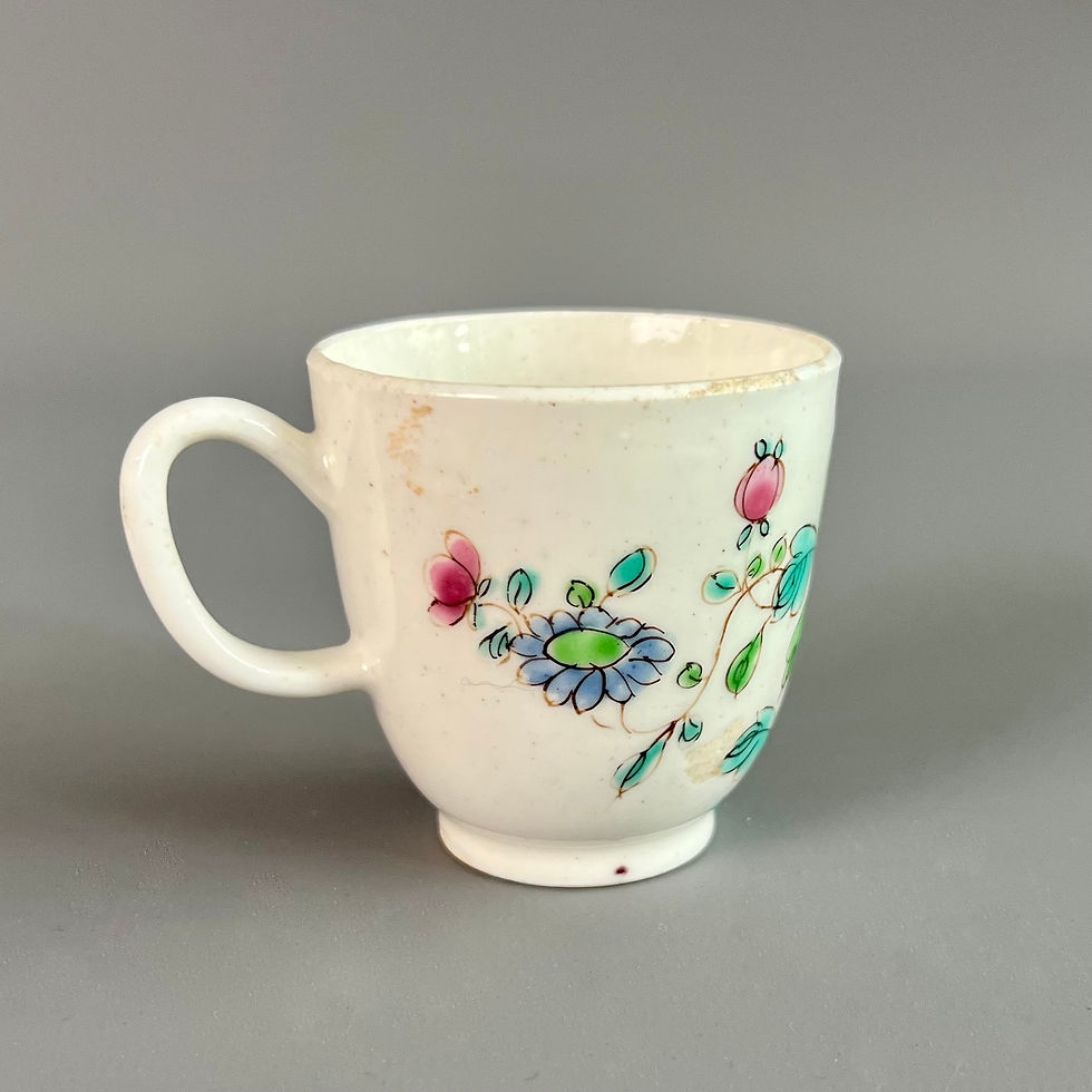 Thumbnail: Bow orphaned coffee cup, famille rose peony, ca 1755