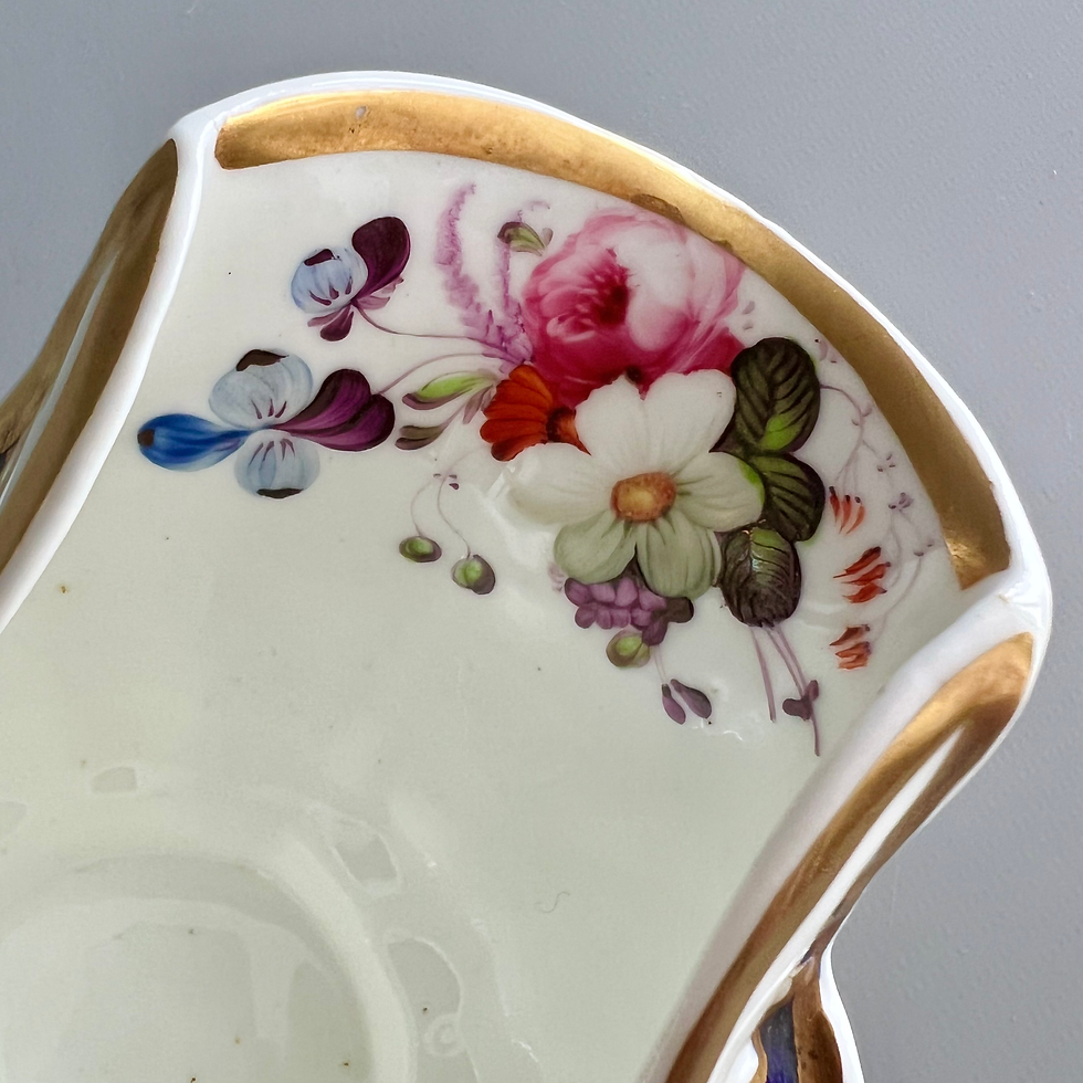 Thumbnail: Samuel Alcock milk jug, cobalt blue, gilt vines and flowers, ca 1825